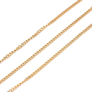 1 Meter Kette in sehr feiner 2 x 1,5 mm Bronze mit rostfähigem 304 Lederband