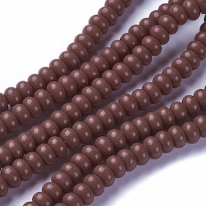 80 Perles rondelles heishi en verre opaque 8x5 mm marron