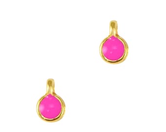 Mini breloque rond 7 mm breloque rond plaqué or 24k doré émaille