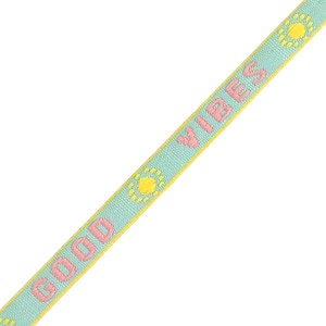 1 ruban à message tissé good vibes ruban pour bracelet 10 mm de largeur ruban texte good vibes