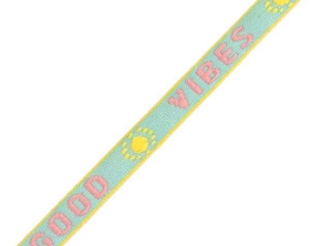 1 métré ruban à message tissé good vibes ruban pour bracelet 10 mm largeur ruban texte good vibes