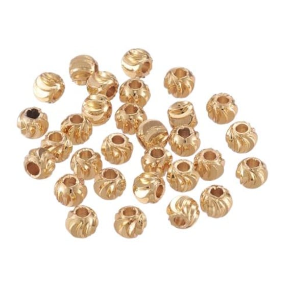10 Perles séparateur laiton doré 4 mm plaqué 18k perle texturée perle intercalaire