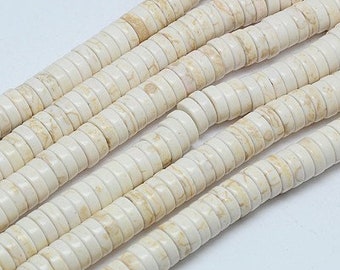 135 perle heishi turchese sintetico crema perle rondelle perle disque 6 x 3 m fil de 135 perle
