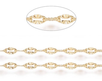 1 mètre - Chaîne doré en acier inoxydable 304 chaîne texturée mailles 4x2 mm chaine soudée
