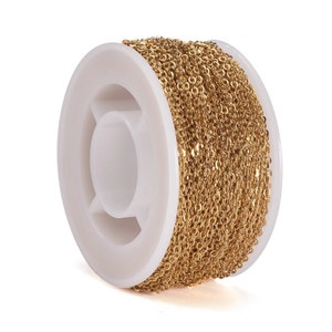 1 m Chaîne très fein 2 x 1,5 mm Maille für Soudée en acier inoxydable Plaqué oder 18k Chaîne doré