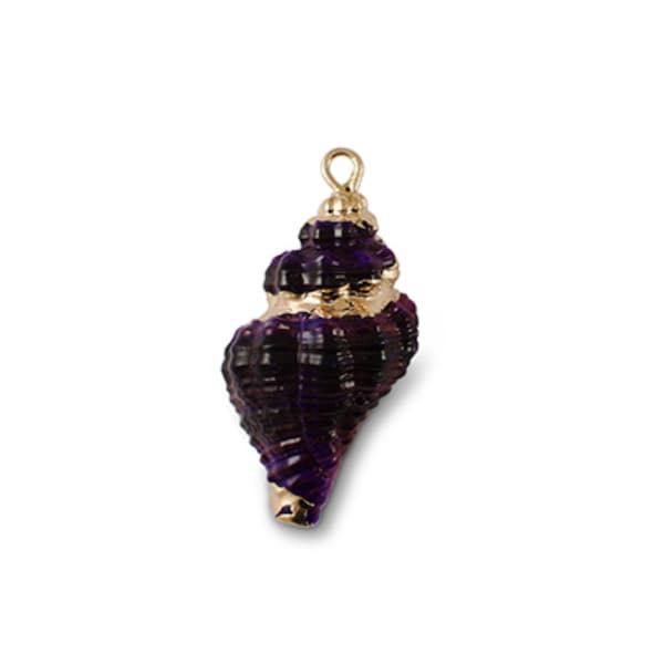 Pendentif coquillage véritable coquillage Violet-doré 30~32 mm