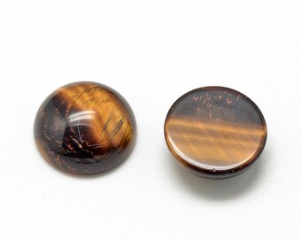 Cabochon rond en pierre naturel Œil de tigre 12 mm cabochon Œil de tigre vendu à l'unité