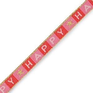 1 metro ruban à message tissé Happy ruban pour braccialetto 10 mm grande ruban texte Happy