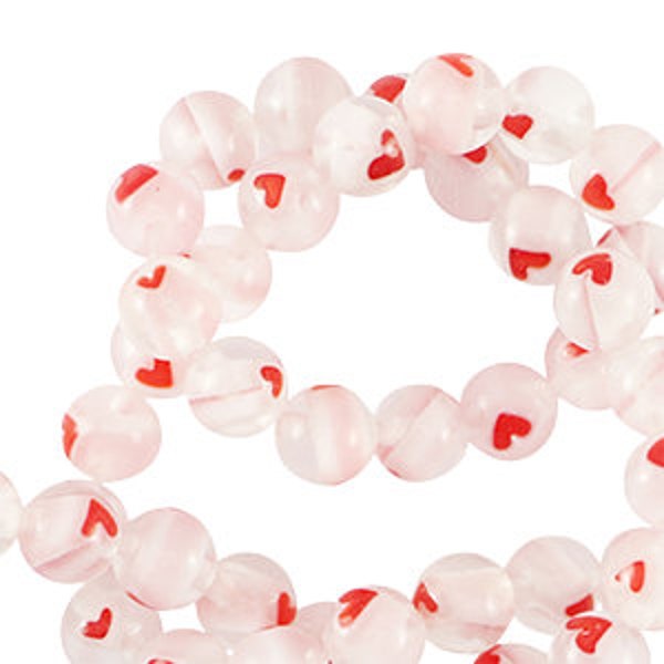 10 Perles millefiori cœur 6mm transparente et rouge perle cœur rouge 6mm