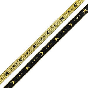 1 métré ruban noir et doré lune et étoile ruban tissé ruban pour pulsera 10 mm más grande