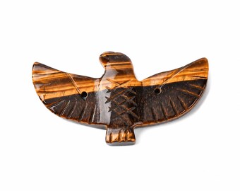 Pendentif aigle en œil de tigre naturel, connecteur en pierre pour collier bohème