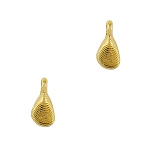 Breloque coquillage doré 12mm breloque coquille doré Plaqué or 24k - Unité