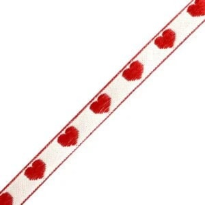 1 métré ruban cœur tissé ruban pour pulseira 10 mm grande ruban blanc cœur rouge