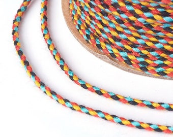 Cordón en algodón tressé multicolor 2mm cordón para bisutería en algodón cordón scrapbooking largo 1 mètre