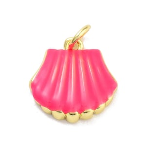 Pendentif coquillage émaillé coquillage doré 14mm - Unité