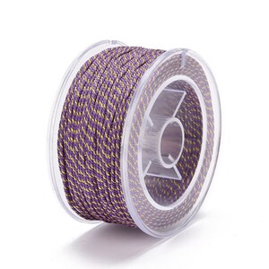 Cordon tressé filigrane poly coton fil doré 1,2 mm cordon multicolore pour bijoux en coton cordon mauve longueur 1 mètre image 2