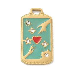 Pendentif médaille tarot 25.5 mm en acier inoxydable pendentif porte bonheur carte tarot the lovers