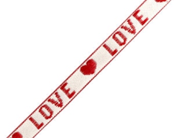 1 métré ruban à message tissé love ruban pour bracelet 10 mm de largeur ruban texte love