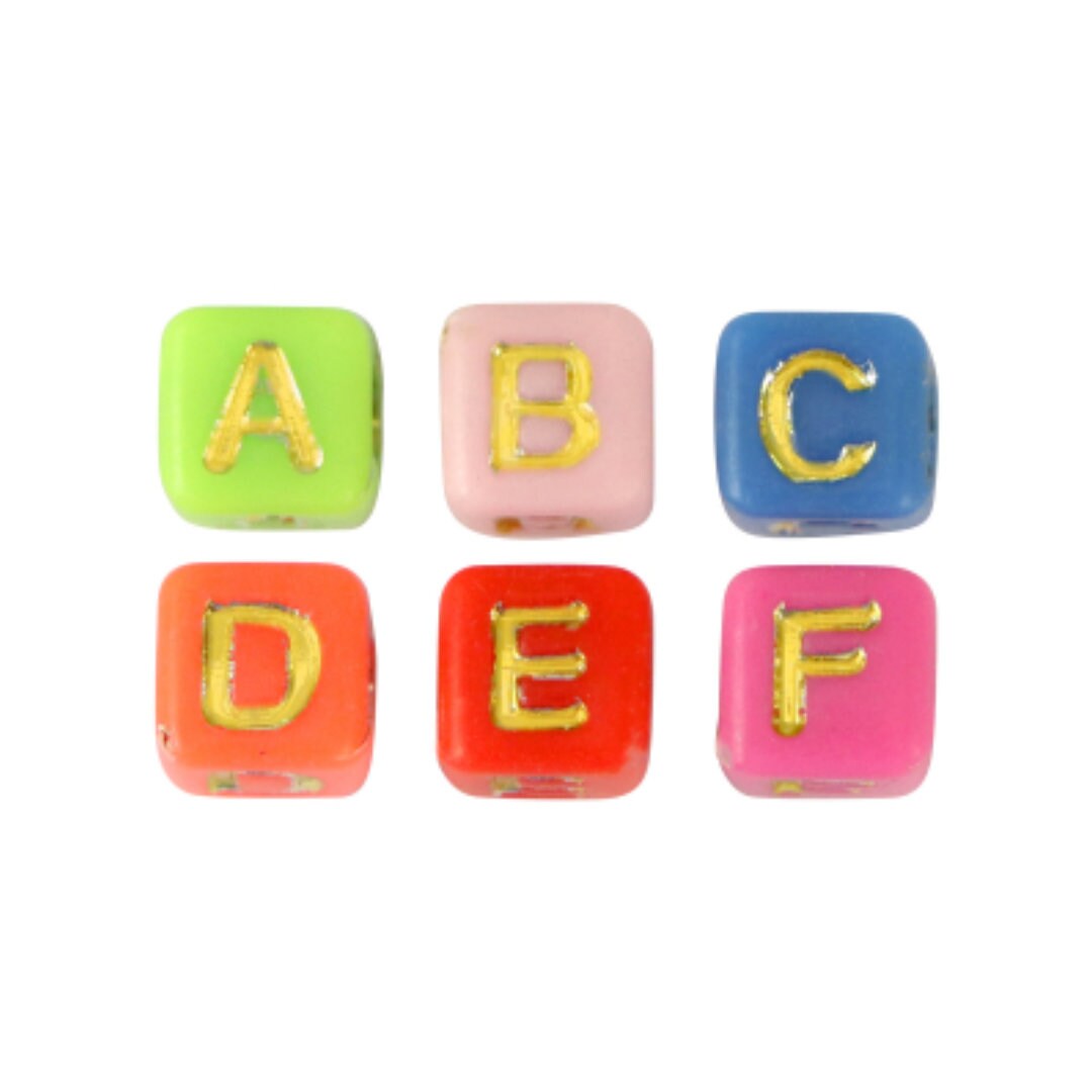 Lot De 200 Perles Alphabet Blanches Fluo Cubes 6mm, Lettres Mélangées, Marque Savmer, Neuf