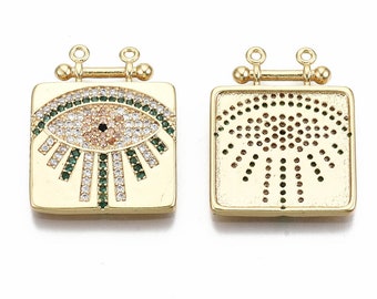 Pendentif œil porte bonheur 24 mm plaqué or 18k