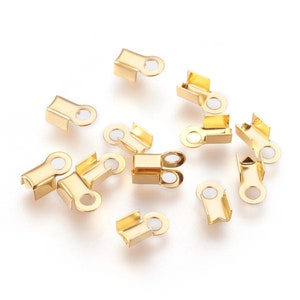 10 emouts sertissage cordon pour collier armband en acier inoxidable 304 doré 8 mm x 4 mm nypor spets pour cordon de 3 mm