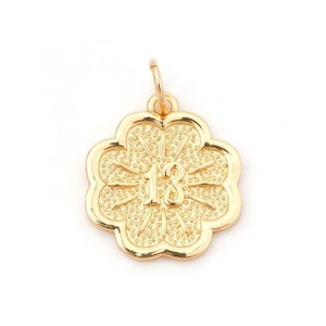 Pendentif porte bonheur chiffre 13 trèfle en métal doré breloque porte bonheur