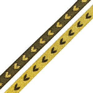 Cinta de oro de 1 metro pulsera de corazón tejido cinta para pulsera 10 mm de ancho cinta de oro corazón negro