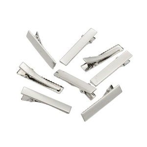 10 pinces barrettes crocodile pour cheveux argenté 34 mm petite pince