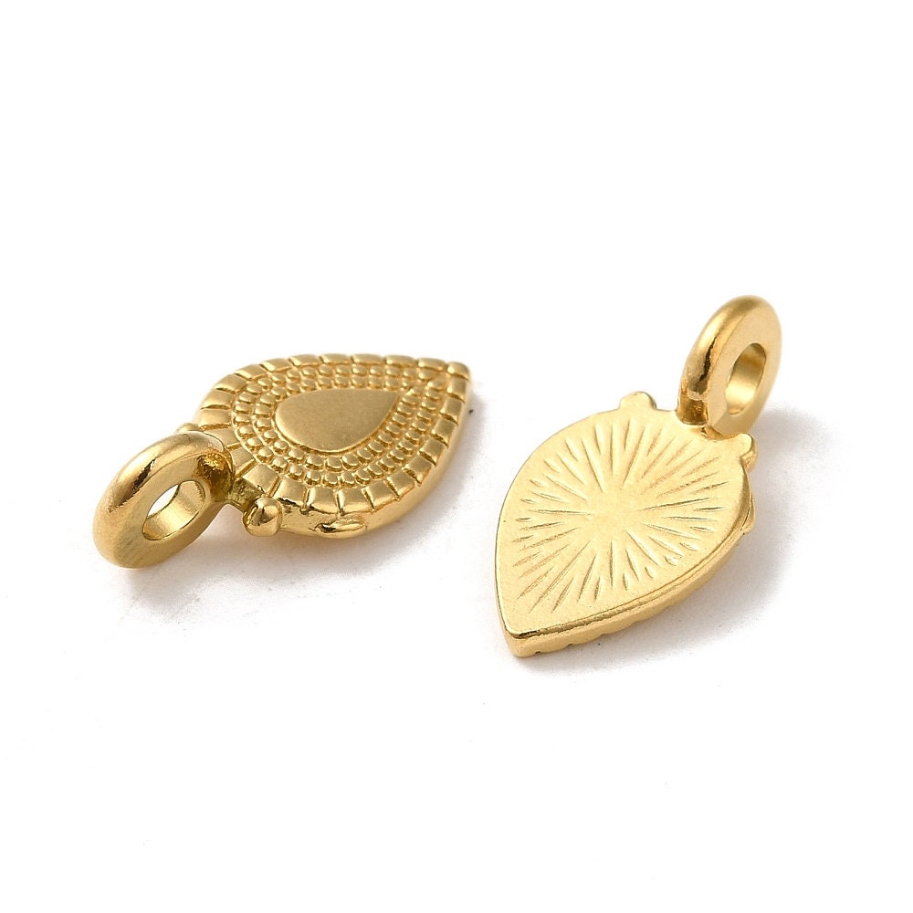 Lot De 6 Pendentifs Breloques En Forme De Goutte Dorée 12x7mm - Acier Inoxydable Hypoallergénique