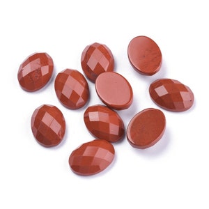 カボション オーバル ジャスペ ルージュ ナチュレル 18 x 13 mm カボション ジャスペ ファセット Vendu à l'unité
