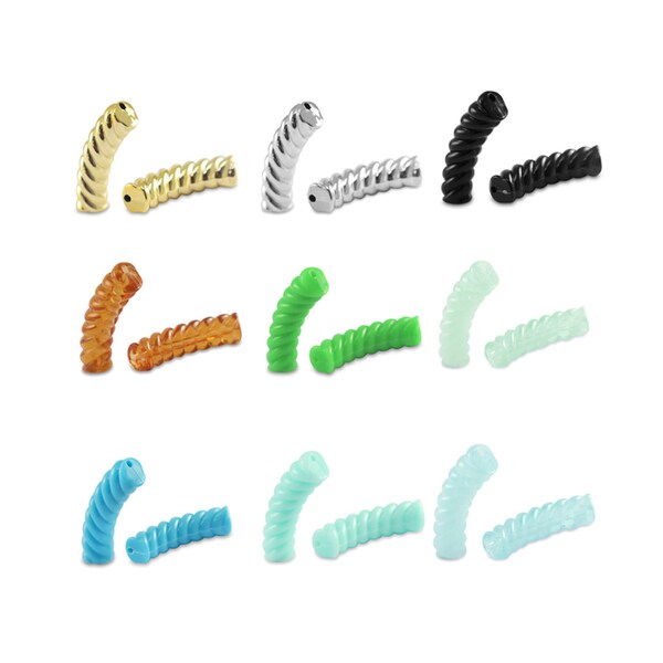 Perles tubes acryliques torsadé perles tubes incurvés en acrylique pour bracelets acrylique 32 x 8 mm
