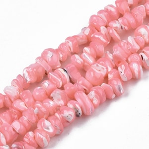 90-112 Perles chips de coquillage nacre rose clair coquillages irréguliers