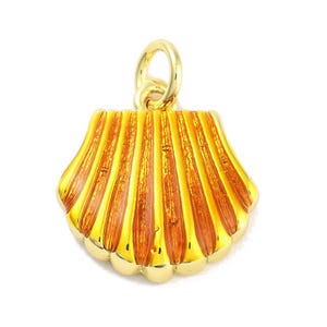 Pendentif coquillage émaillé coquillage doré 14mm - Unité