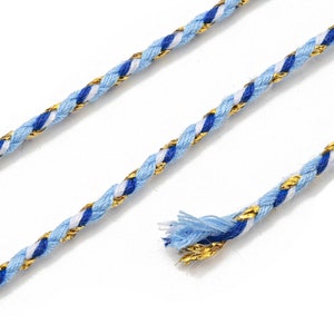 Kordel aus Baumwolltressé-Bleu-Doré-Filz, 1,5 mm–2 mm, mehrfarbige Kordel für Schmuck aus Baumwollkordel, Scrapbooking, lang, 1 m