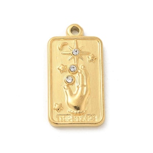 Pendentif médaille tarot 25,5 mm en acier inoxydable pendentif porte bonheur carte tarot gwiazdy