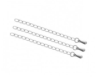 5 Chaînettes d'extension 6 cm chain d'extension en acier inoxydable argenté
