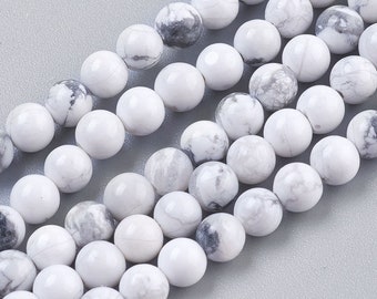 10 Perles en howlite blanches rondes 8mm - AV-3