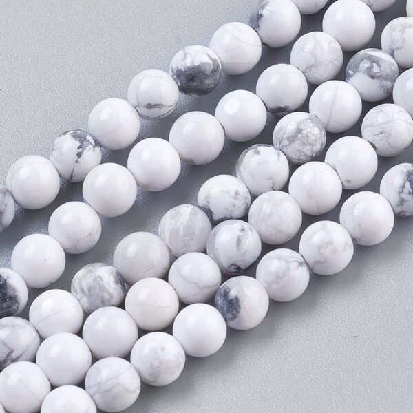 10 Perles en howlite blanches rondes 8mm - AV-3