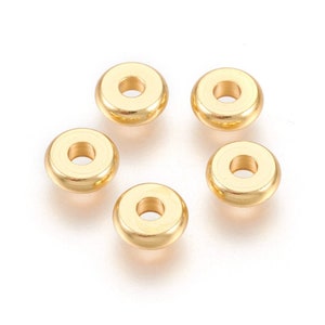 10 Perles rondelle en acier inoxydable doré 6 mm perles intercalaires donuts perle doré