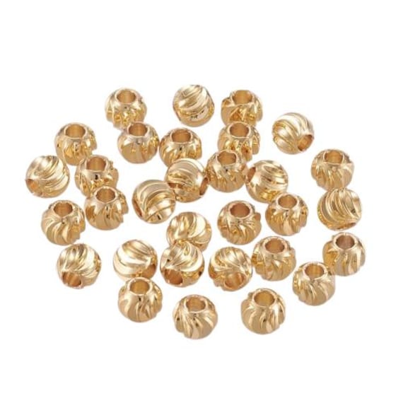 10 Perles séparateur laiton doré 5 mm plaqué 18k perle texturée perle intercalaire