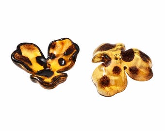 Lot de 2 perles fleurs léopard en acrylique transparent 23,5 mm pour création bijoux