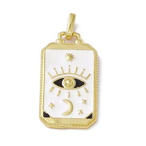 Pendentif médaille tarot 26 mm en métal doré émaillée pendentif diagramme de  l'œil