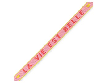 1 métré ruban à message tissé La vie est belle ruban pour bracelet 10 mm largeur ruban texte la vie est belle