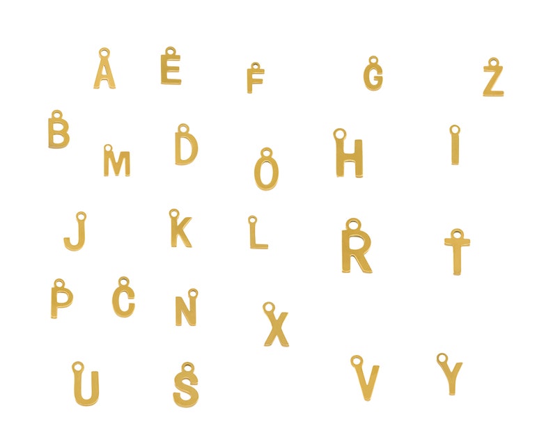 Pendentif lettre initiale alphabet en acier inox image 7