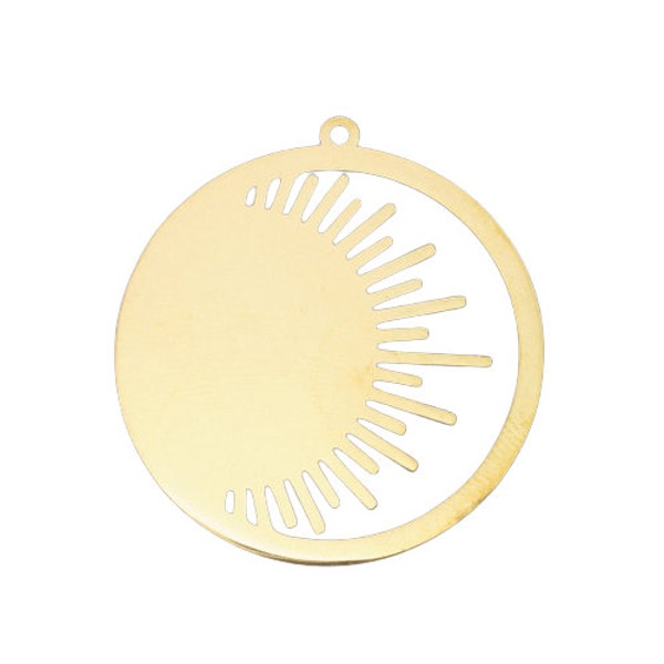 Pendente soleil in acciaio inossidabile dorato 32 mm breloque soleil dorato