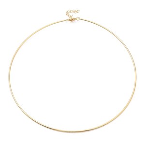May include: A simple gold choker necklace with a delicate chain clasp.