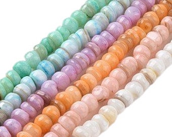 Perle rondelle coquillage perle coquillage perle heishi coquillage 6.5~7.5 mm- 1 fil de 37 cm