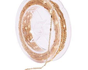 1 mètre - Chaîne très fine 1,5 mm , chaîne à maillons plaqué or 18k , chaîne doré