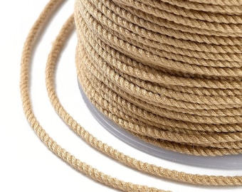 Cordon en coton couleur Blé tressé 1,2 mm cordon pour bijoux en coton cordon scrapbooking longueur 1 mètre