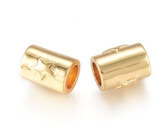 2 Perles tube étoile doré 8.5 mm perle talisman